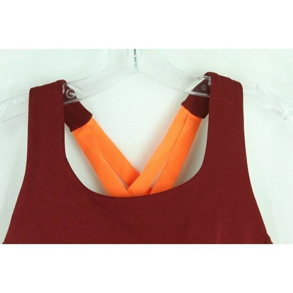 Sports Bra Maroon Neon Orange Strappy Racerback Compression XXS - Picture 5 of 6